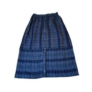 POETRY Wool/Viscose/Linen/Cotton Blend Striped Plaid Midi British Skirt Buttons